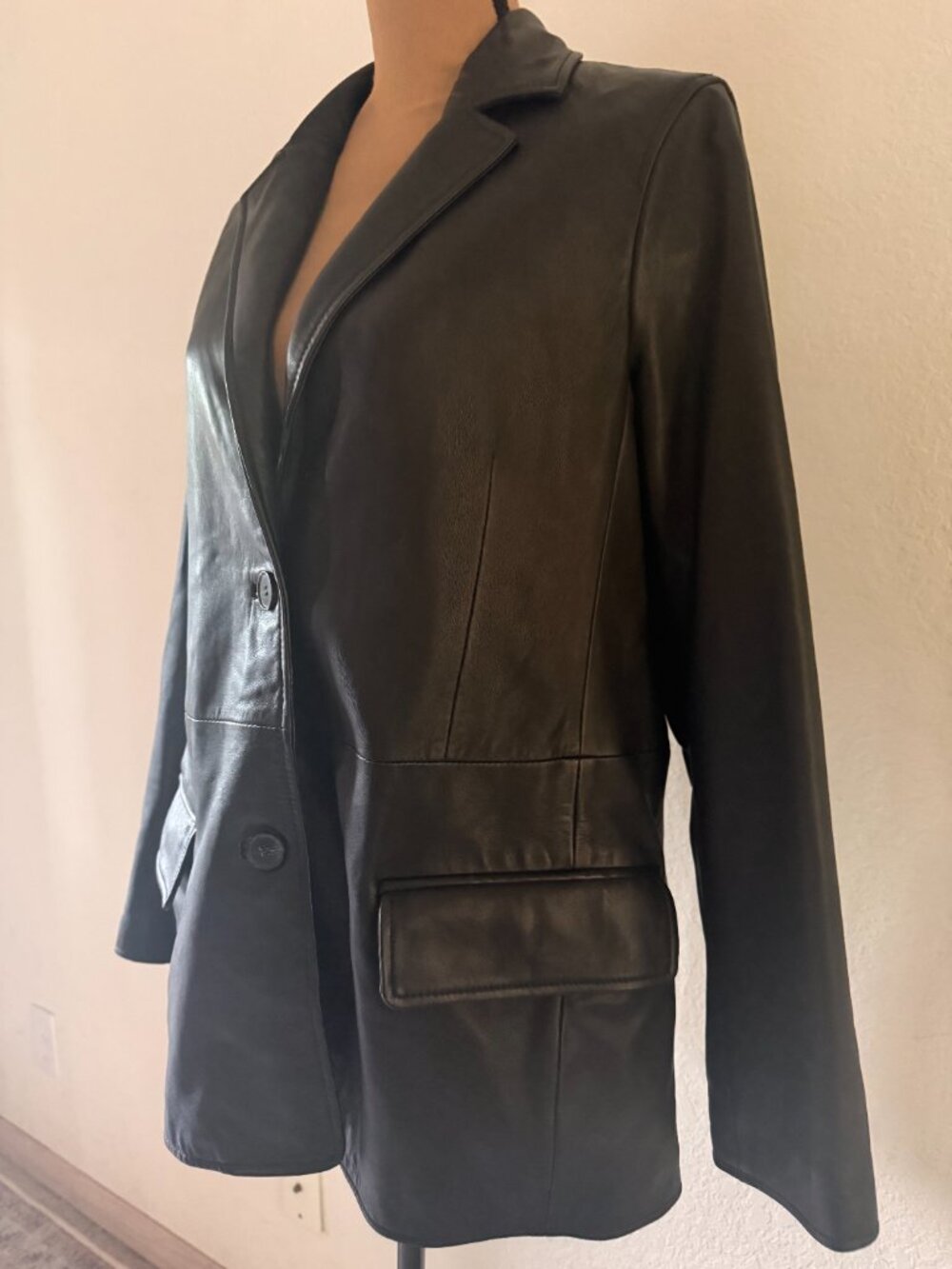 ALL SAINTS Corinna Leather Blazer in Black Size US8 - Picture 3 of 14